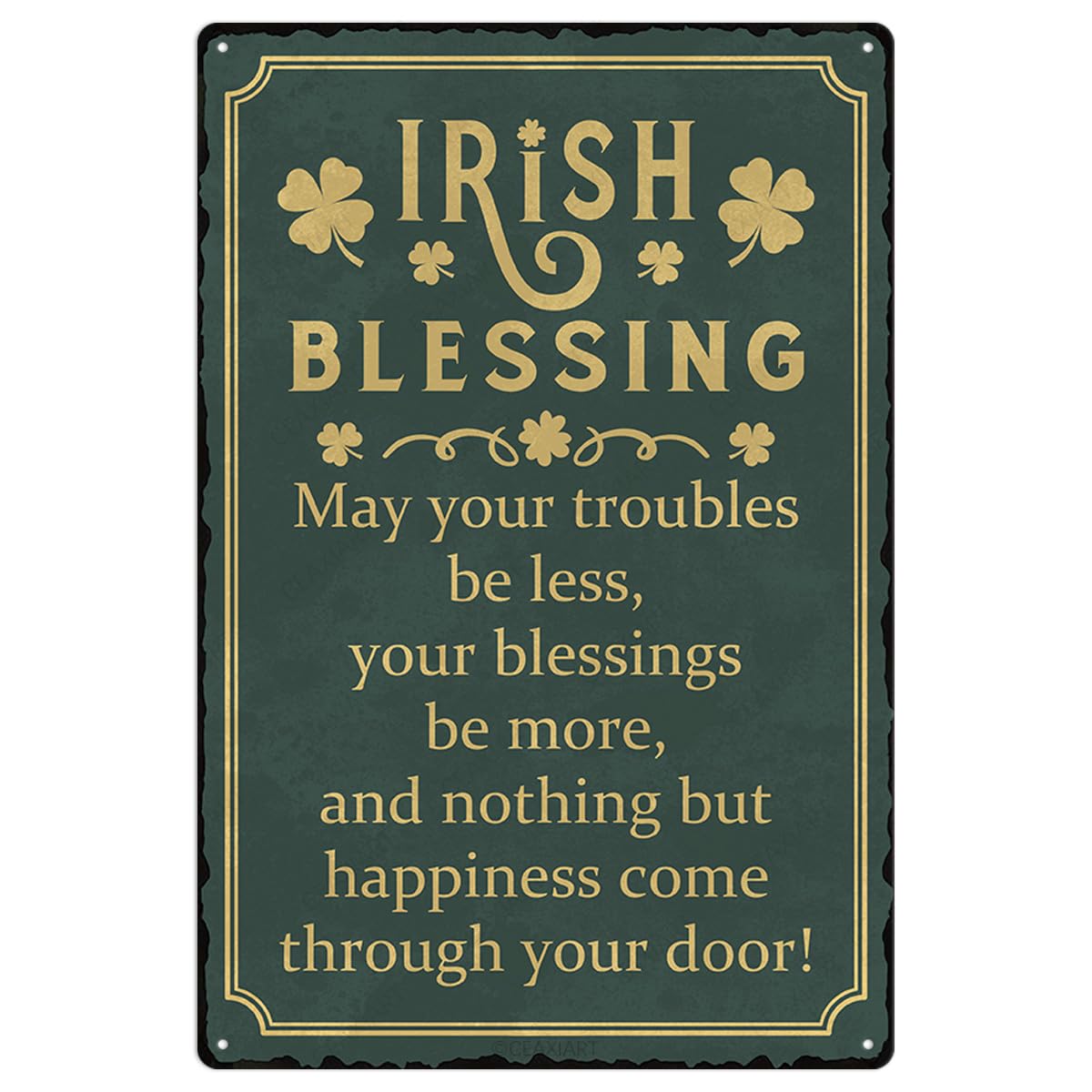 Irish Kitchen Prayer Tin Sign St Patricks Day Metal Signs Decor Green Shamrock Print Poster Wall Art Lucky House Vintage Decorations Hanging Plaque for Home Kitchen Garden Yard Farmhouse 12x8 Inch