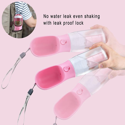 Cibaabo Dog Water Bottle with Food Container & Poop Bag Holder, Travel Water Bowl, Portable Pet Dispenser, Girl Dog Accessories Stuff Items Essentials Gift for Yorkie Chihuahua Walking Hiking