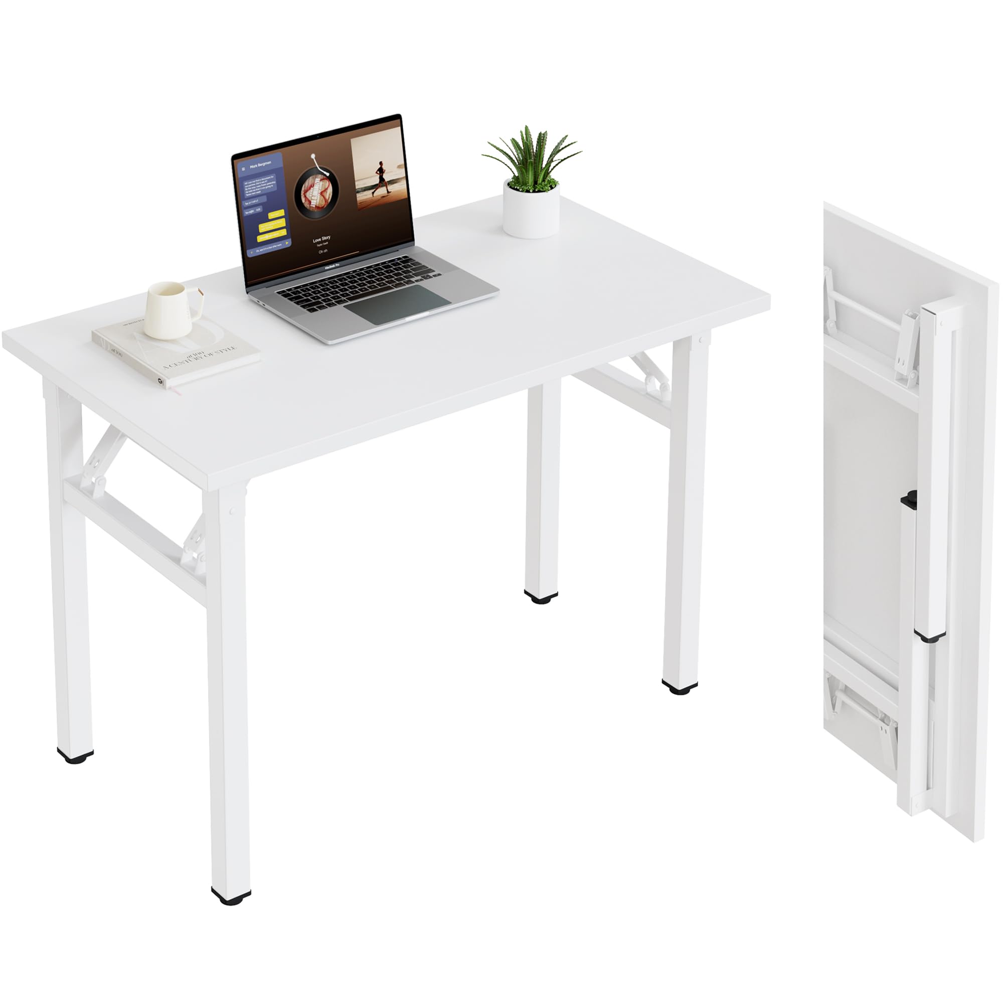 Need Folding Desk, 54 inch Large Computer Desk for Home Office, No Install Needed Study Student Writing Table Desk Workstation, Rustic Brown