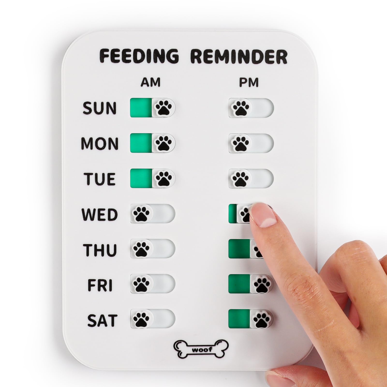 YAUYIK Dog Feeding Reminder, Magnetic OR Double Sided Adhesive Application, AM/PM Daily Chart Signs, Helps You Track Pets Feeding & Medication, Easy to Use on Fridge, Wall, Food Storage Bin (Silver)