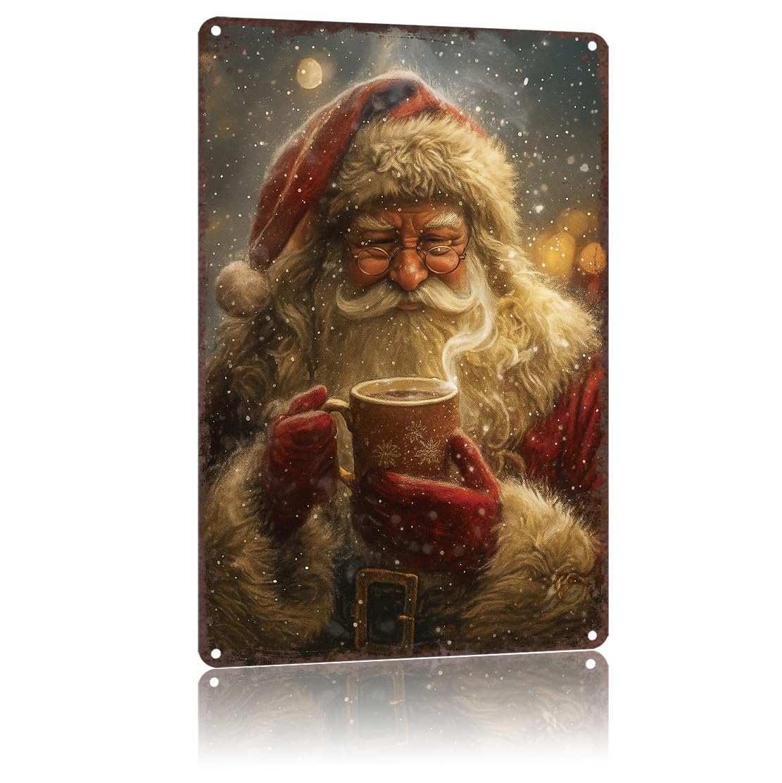 Vintage Christmas Decorations 8x12inch Metal Sign-Weathered Tin Art for Garage Office Wall