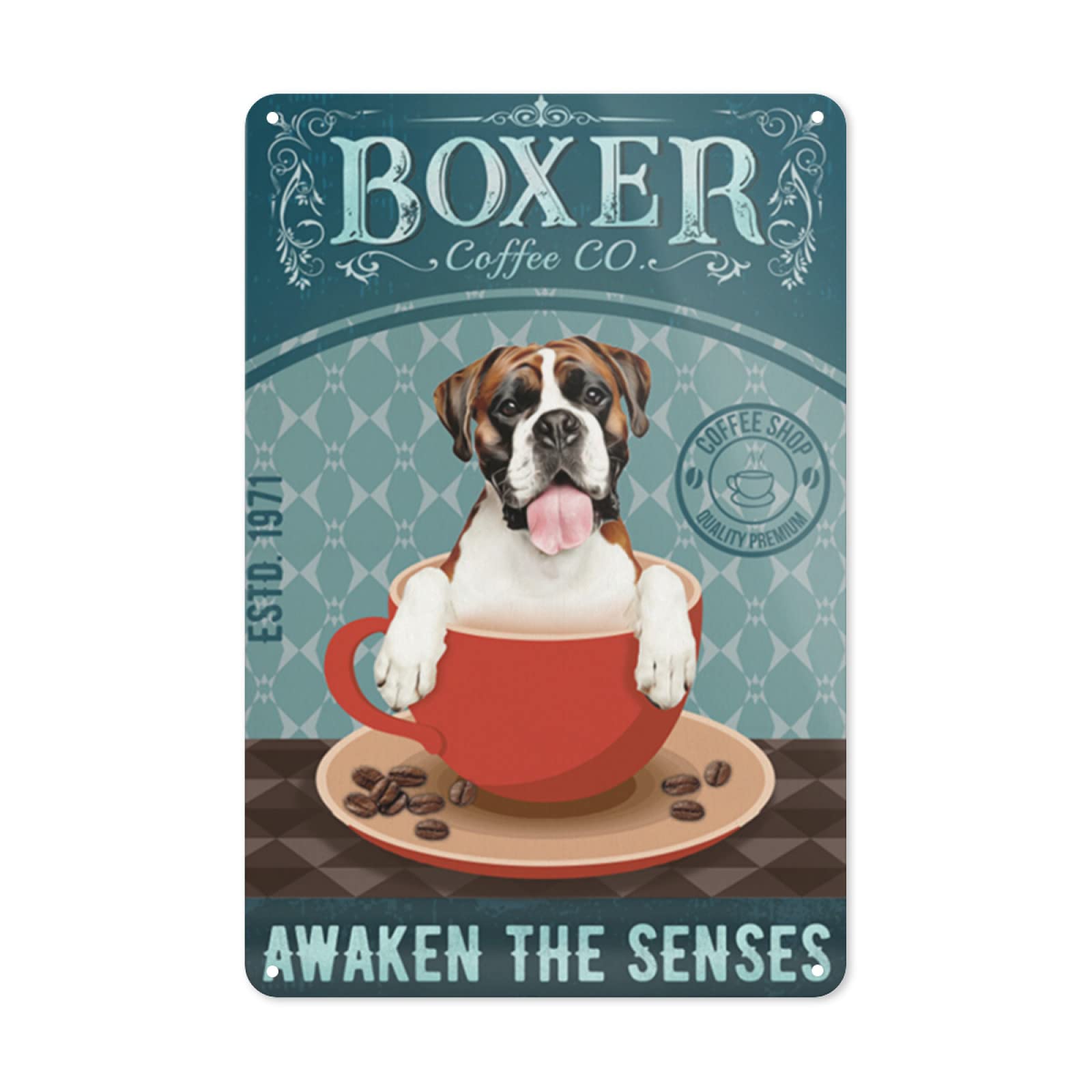 Funny Metal Sign Good To The Last Drop Boxer Coffee Dog Restaurant Dining RoomVintage Decoration Home Bedroom Bar Cafe Club Wall Decor Retro Tin Sign 12x8 Inch