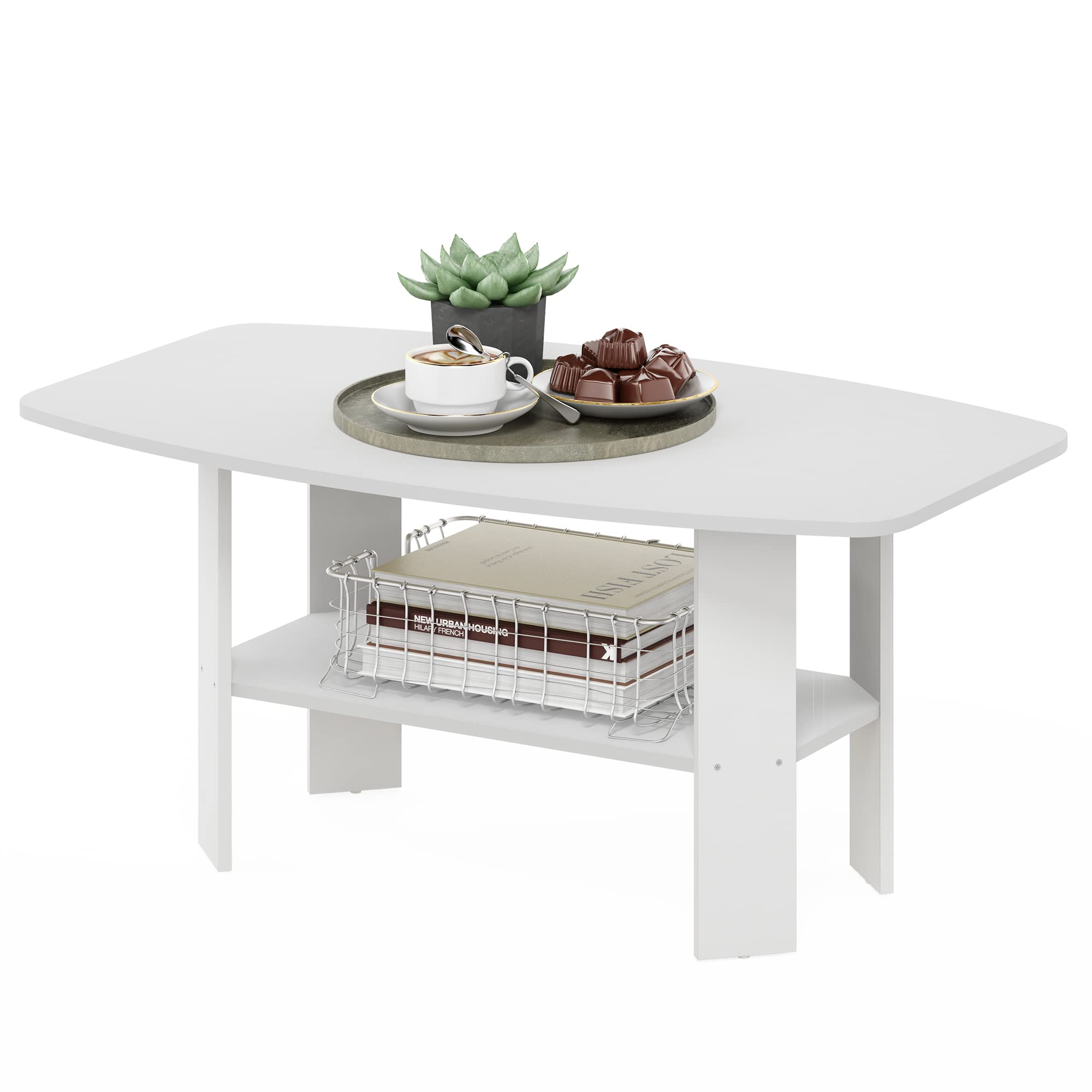 Furinno Simple Design Coffee Table, French Oak Grey/Black