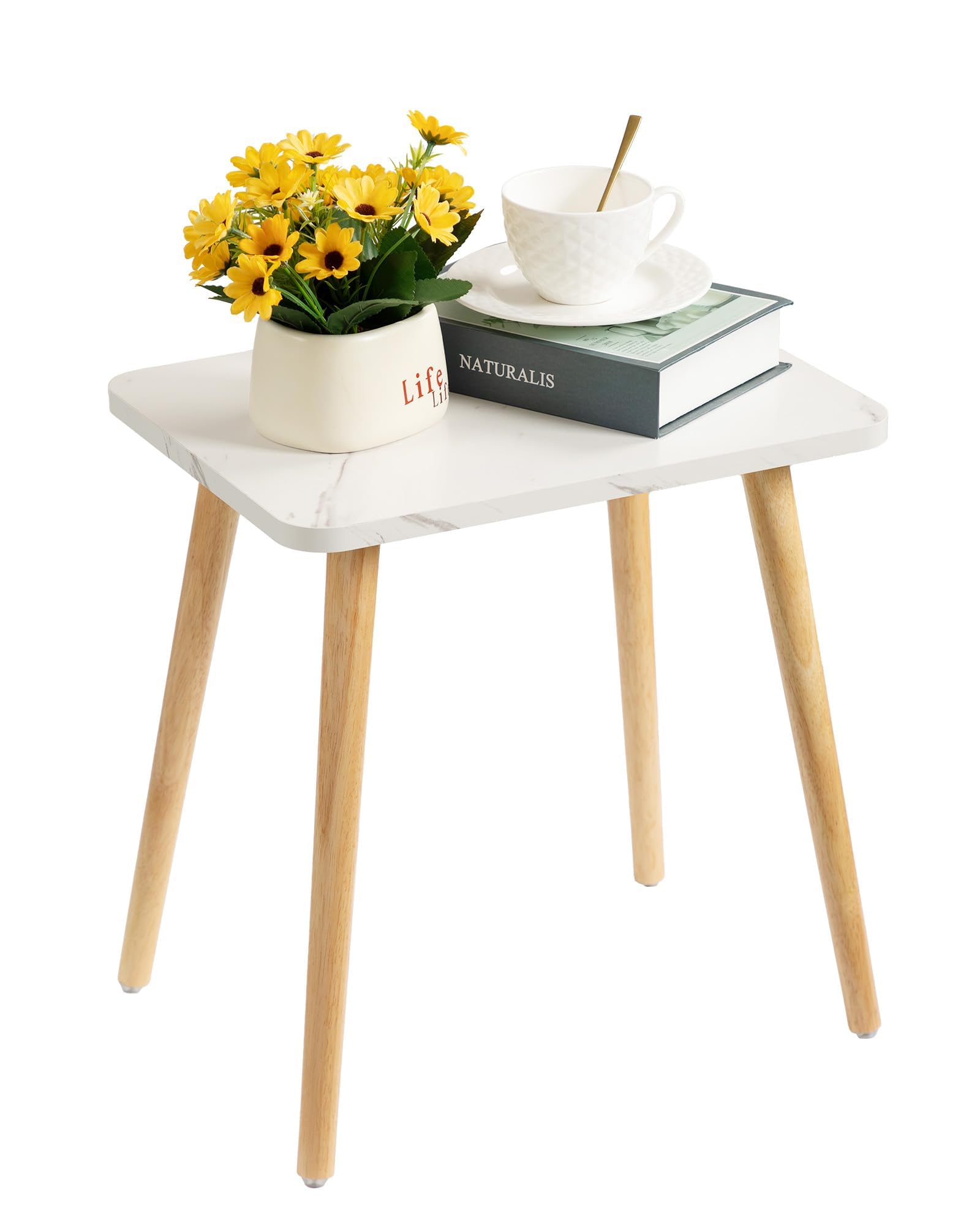 FORAOFUR Small Side Table, Modern Wood Mini Coffee Table, Easy Assembly Compact End Table for Living Room Bedroom Sofa, Minimalist White Accent Furniture for Small Spaces