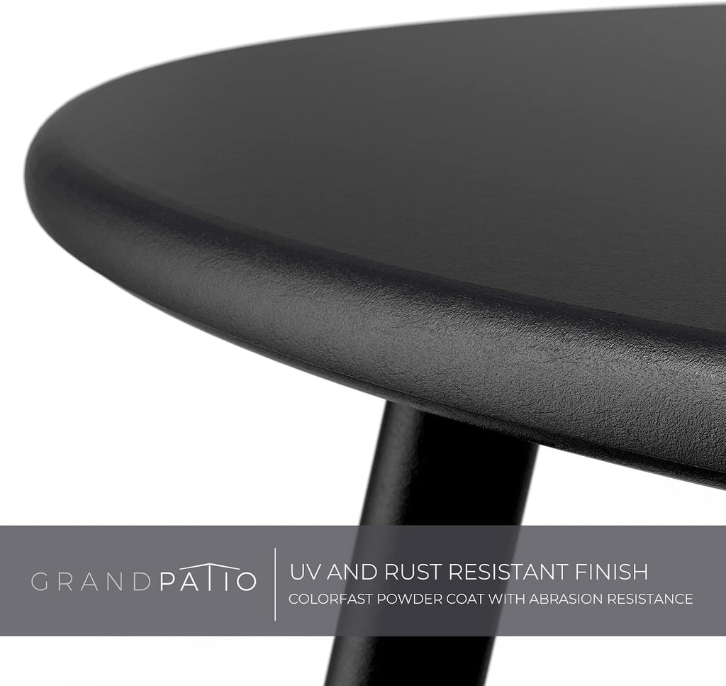 Grand patio Outdoor Side Table, 18-inch Small Round Side Table with Adjustable Feet, Elegant Patio Furniture for Balcony Porch Deck Poolside, Black