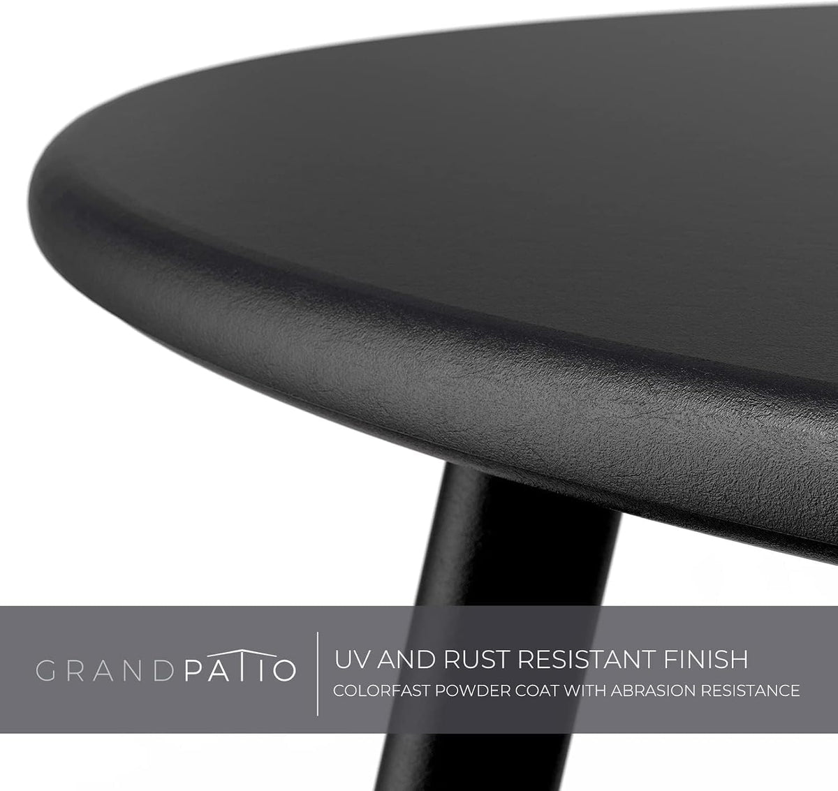 Grand patio Outdoor Side Table, 18-inch Small Round Side Table with Adjustable Feet, Elegant Patio Furniture for Balcony Porch Deck Poolside, Black