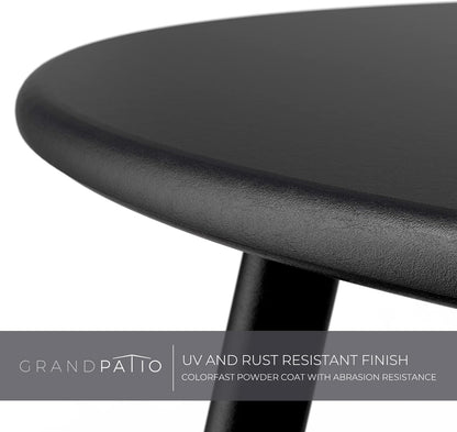 Grand patio Outdoor Side Table, 18-inch Small Round Side Table with Adjustable Feet, Elegant Patio Furniture for Balcony Porch Deck Poolside, Black