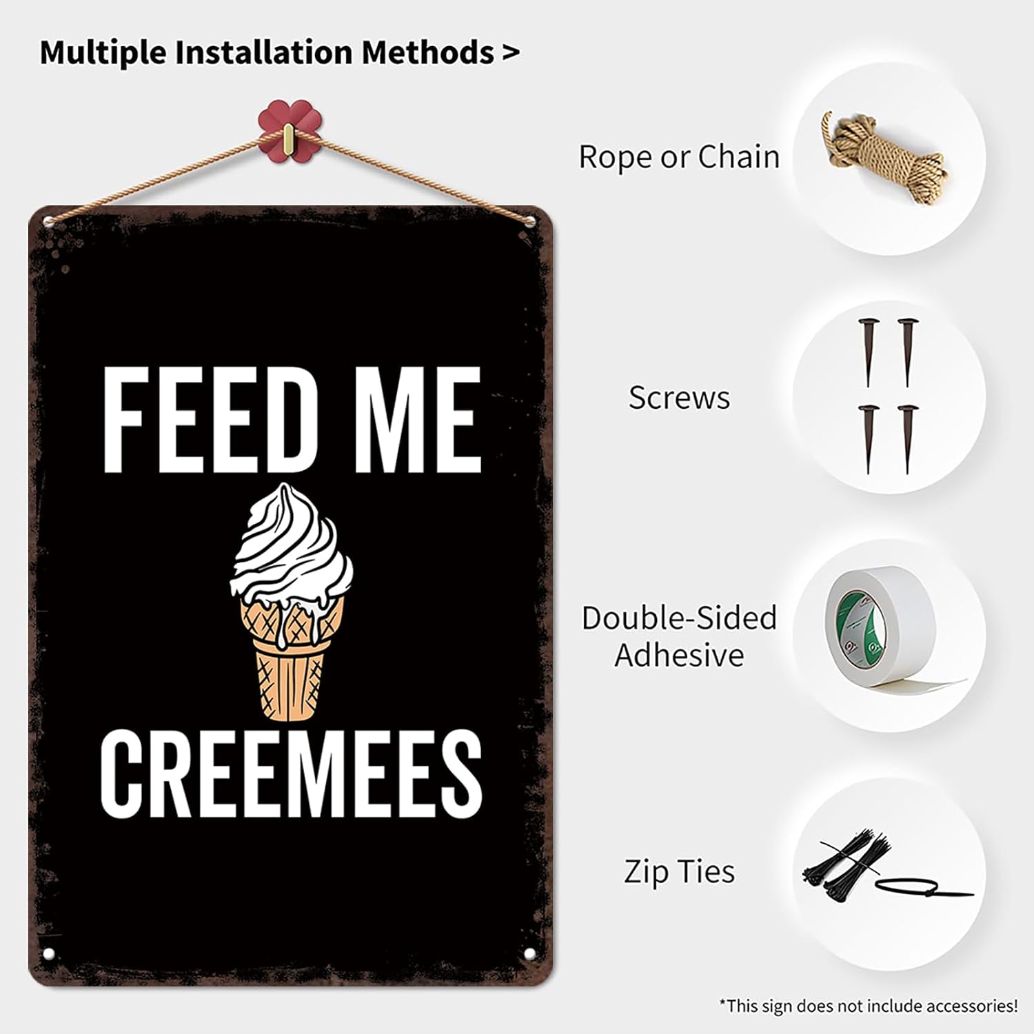 Vintage Metal Sign Feed Me Creemees Poster Retro Tin Signs Funny Aluminum Sign For Man Cave, Garage, Living Roome, Cafe And Pub Decoration 8 X 12 Inch