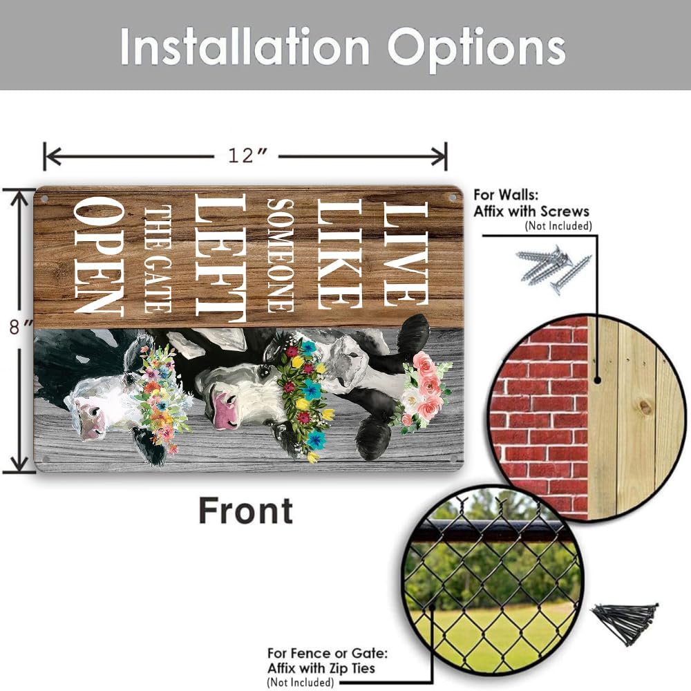 Funny Highland Cow Tin Sign Cow Wall Decor Cows Art Poster Metal Plaque Signs Farm House Decorations For Home Bathroom Kitchen Decor Live Like Someone Left The Gate Open Sign Farmhouse Wall Art For Living Room Decor 8X 12 Inch