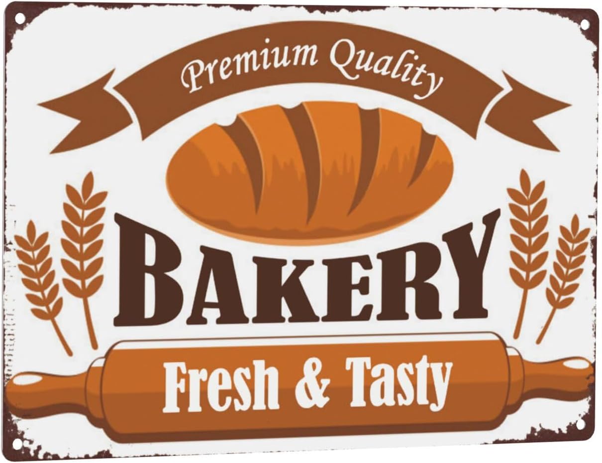 Man Cave Decor Premium Quality Bakery Vintage Metal Bakery Tin Signs Iron Painting Wall Bread Shop Dessert Shop 8x12 Inch