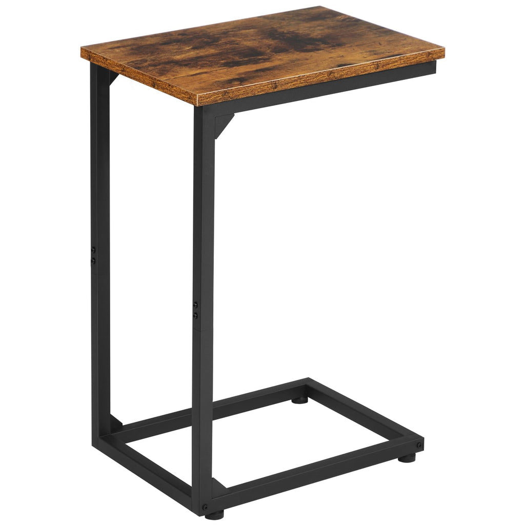 AMHANCIBLE C Shaped End Table Set of 2, Couch Side Table that Slide Under Sofa, Narrow Small Space TV Trays for Living Room, Bedroom, Black, HET02CBK