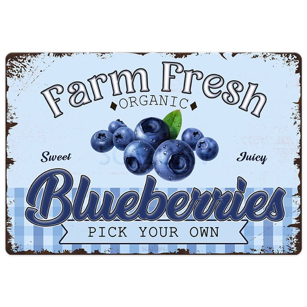 Farm Fresh Sweet Juicy Lemons Vintage Metal Tin Sign, Retro Fruit Poster Decorative Wall Art Signage, Farmhouse Country Market Kitchen Bar Home Decor, 12" X 8"