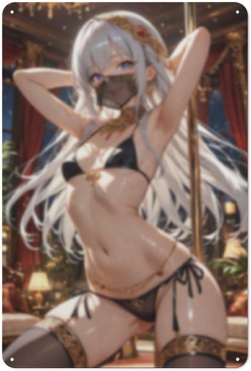 Sexy Hot Titties Boobs Lewd Hentai Anime Girl Poster Metal Tin Sign Decor - 8x12 inches Bar Pub Garage Man Cave Wall Art,AH181