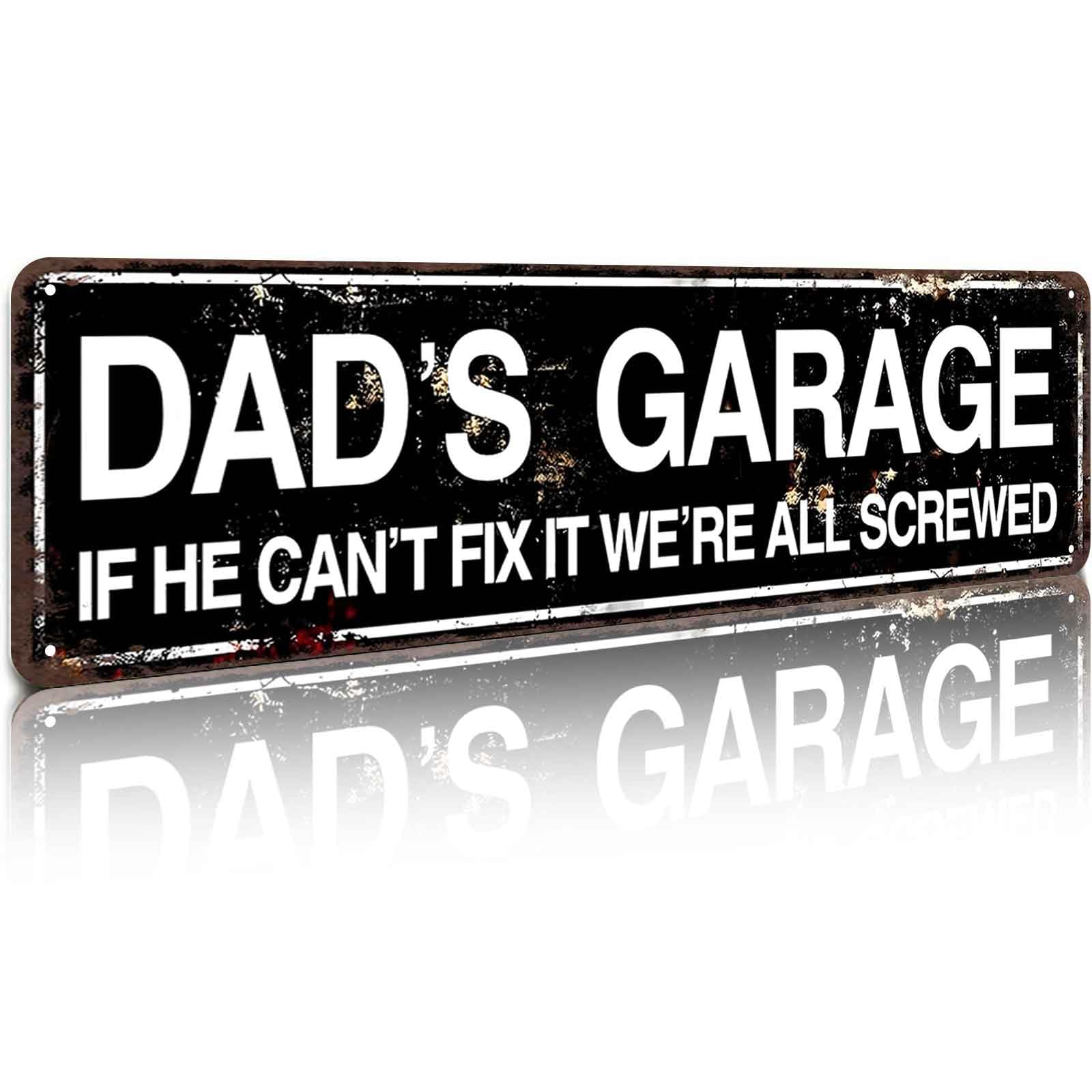 Dad's Garage Shit List 8x12 Inch Aluminum Metal Sign - Funny Man Cave Wall Decor for Garage, Workshop, Home Bar - Retro Handyman Gift Tin Sign for Fathers & Mechanics