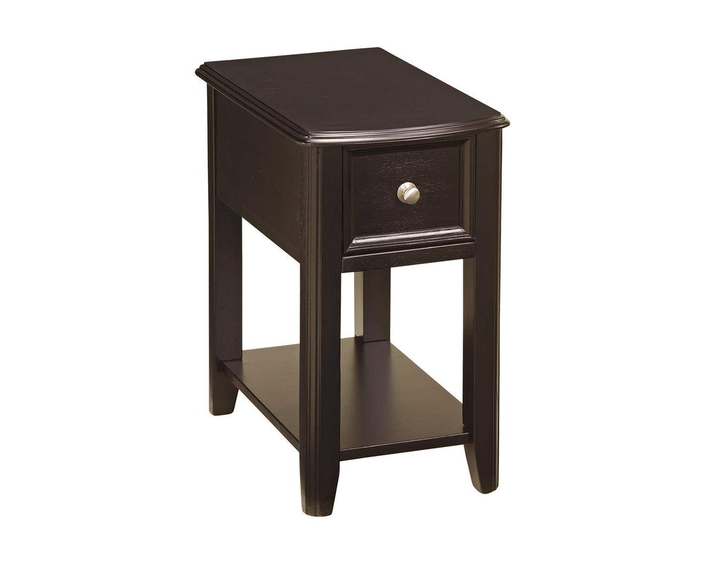 Signature Design by Ashley Breegin Chair Side End Table, 1 Drawer, 1 Fixed Shelf, Veneers, Wood, 13.13" W x 22.13" D x 23" H, Brown
