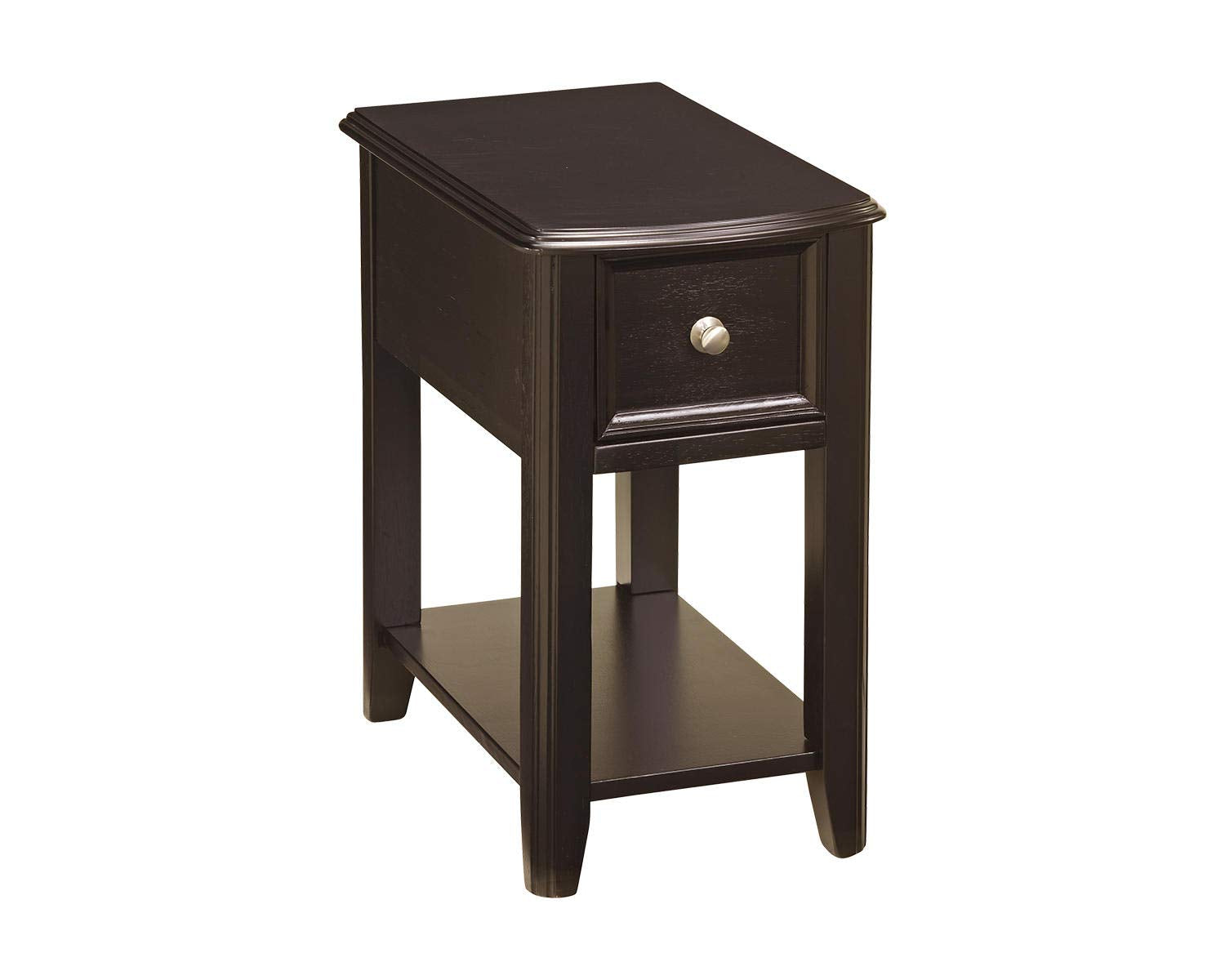 Signature Design by Ashley Breegin Chair Side End Table, 1 Drawer, 1 Fixed Shelf, Veneers, Wood, 13.13" W x 22.13" D x 23" H, Brown