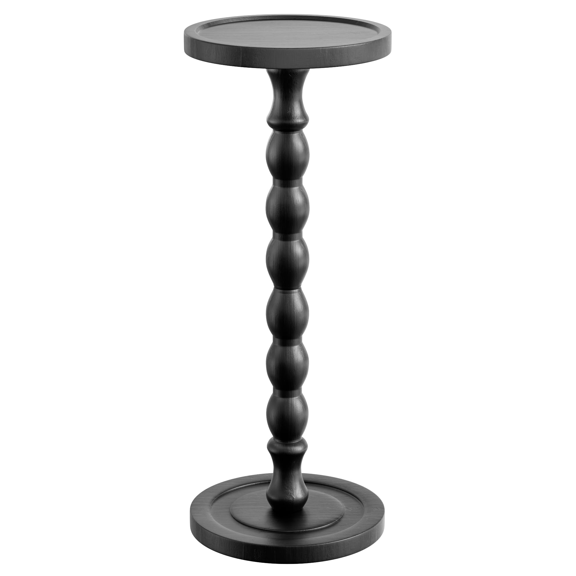 Small Side Table, Rubberwood‌ Drink Table for Small Spaces, Solid Wood Pedestal Coffee Tables, Round End Tables for Living Room, Sofa Couch, Bedroom, Corners, and Office (Brown, 9.4 inch)
