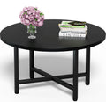 FAMIDGE Coffee Table, 23.6" Coffee Tables for Living Room, Round Coffee Table with Metal Frame, Floor Table for Sitting on The Floor, Home, Office, Black