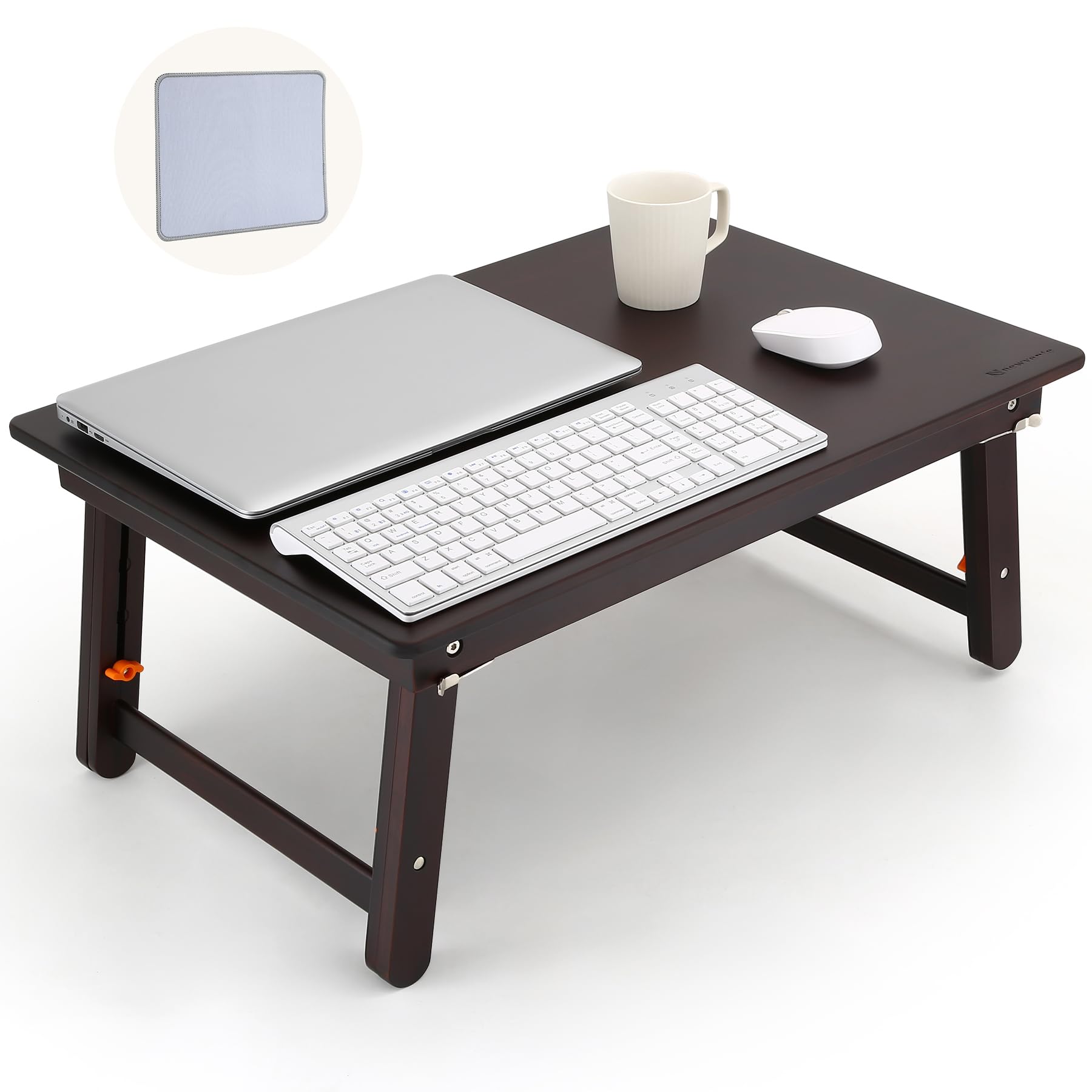 Nnewvante Large Size Floor Desk, Folding Low Coffee Table, No Assembly Required, Adjustable Floor Table for Breakfast Gaming Writing 33.5"x17.7" Black Walnut