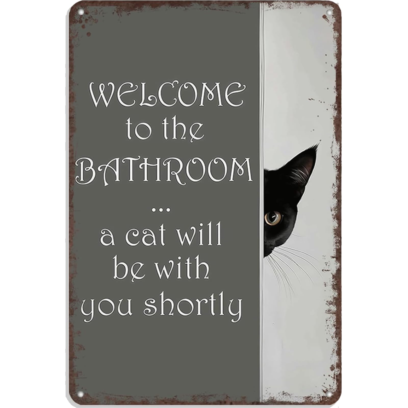 Funny Vintage Bathroom Wall Decor Metal Tin Sign, Cat Mom Gifts for Women, Retro Aluminum Wall Art for Cats Lover, "Can I Interest You In A Butt Napkin", Toilet Decoration Metal Sign 8x12in