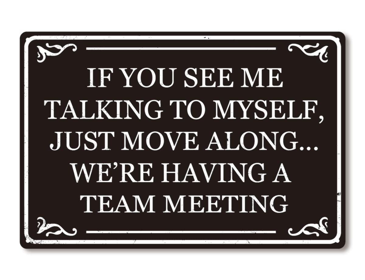 If You See Me Talking To Myself We're Having A Team Meeting Funny Metal Tin Sign Home Office Cubicle Kitchen Coffee Wall Decor 8x12 Inch