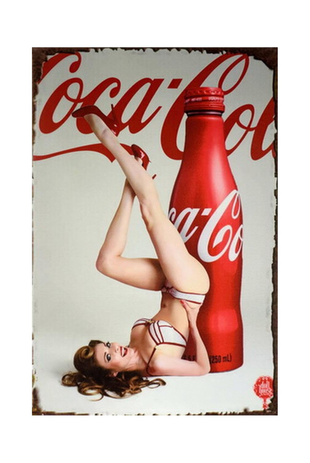 Coke Tin Sign Metal Poster Vintage Wall Decor, Coca Cola Hot Girl, for Pub Restaurants Cafe Club Plaque Man Cave Wall 8x12 Inch