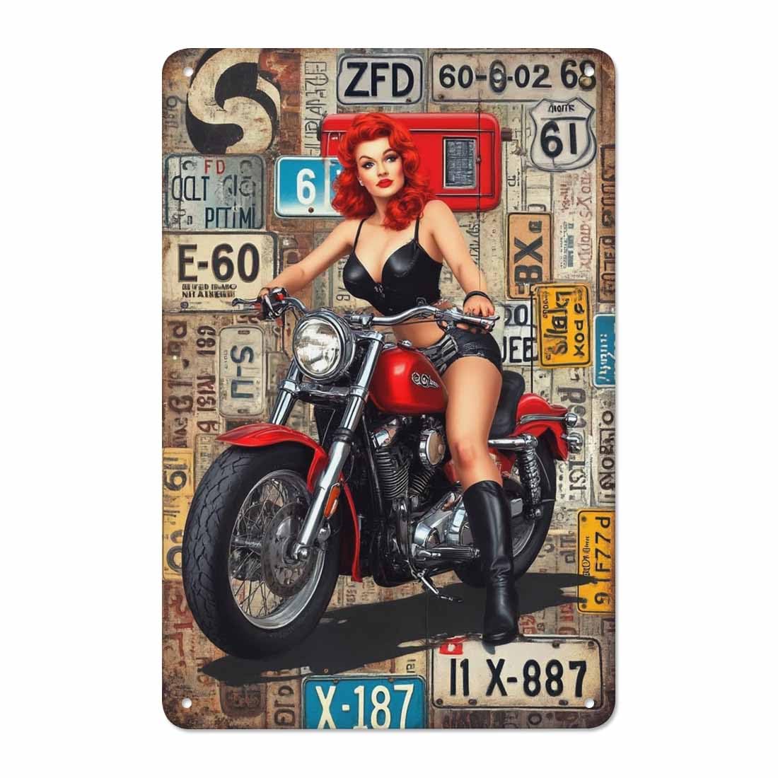 AOYEGO Hard Rock Poster Tin Sign,Rock Roll Music with Skull Guitar Vintage Metal Tin Signs for Cafes Bars Pubs Shop Wall Decorative Funny Retro Signs for Men Women 8x12 Inch