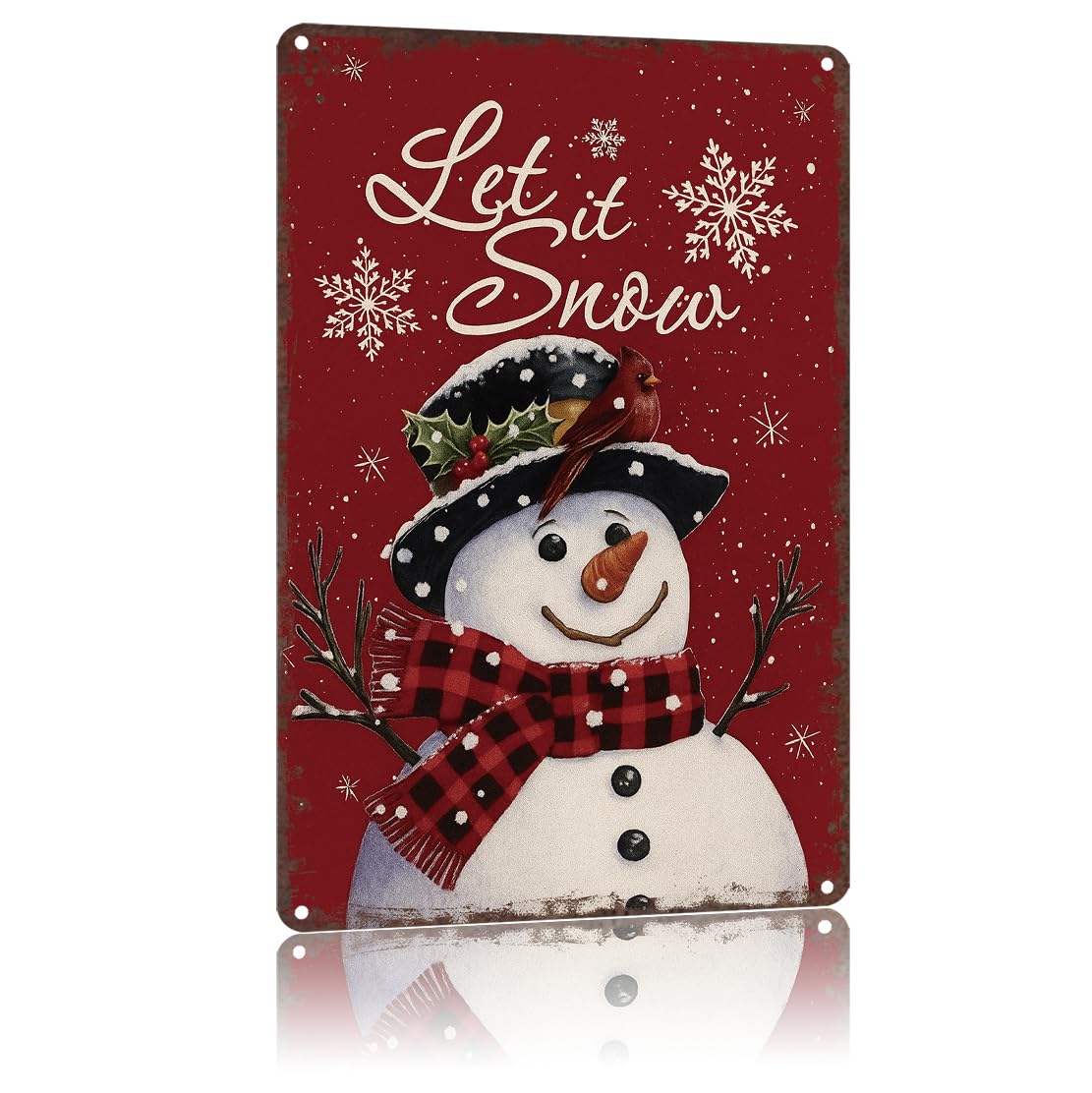 Vintage Christmas Decorations 8x12inch Metal Sign-Weathered Tin Art for Garage Office Wall