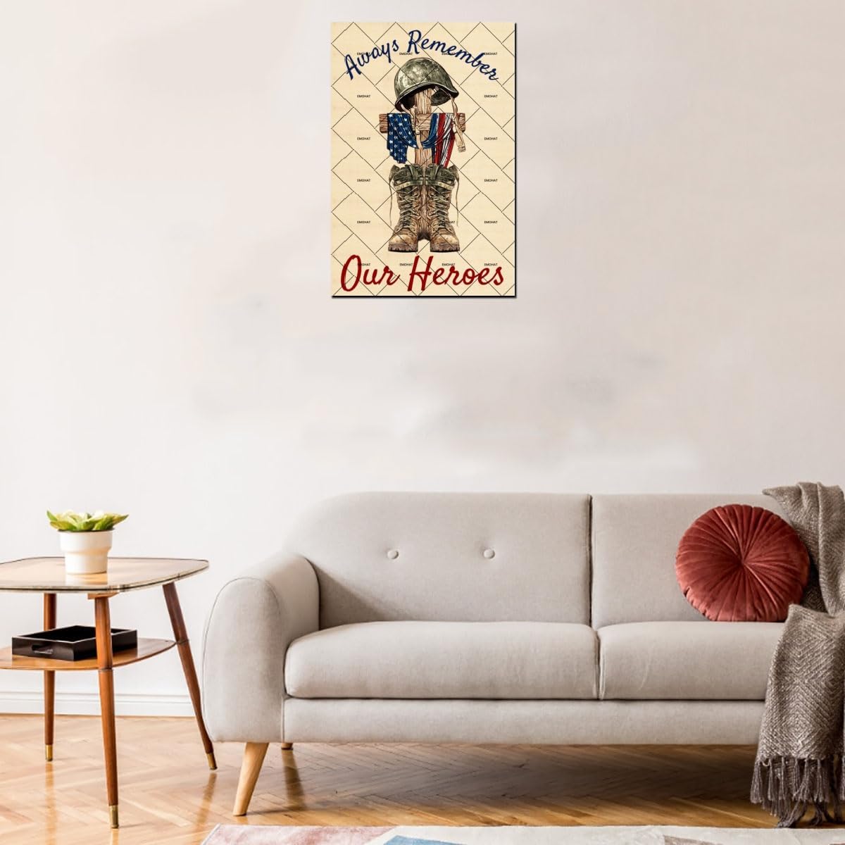 Memorial Days Always Remember Our Heroes, EMOHAT Veteran Poster Decor Metal Tin Sign, Patriotic Home Yard Outdoor Holiday Wall Decor 12x8 Inch
