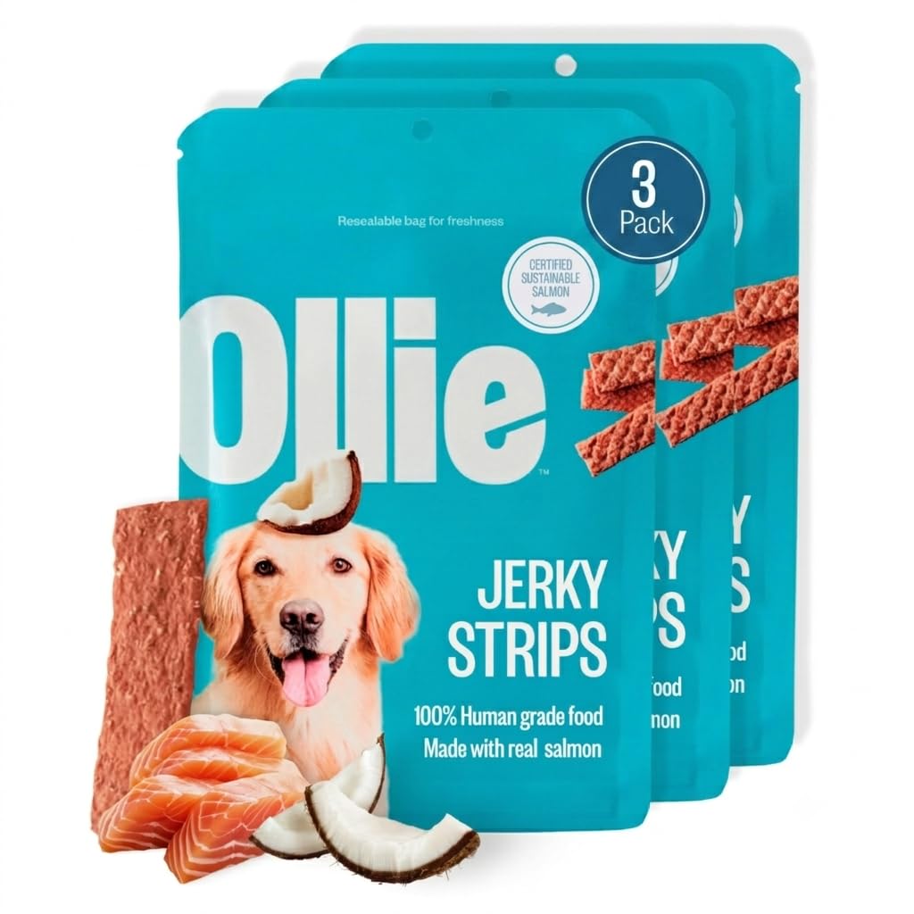 Ollie Jerky Dog Treats Variety Pack, Chicken and Apple and Beef and Sweet Potato Bundle, All Natural, Healthy, Made with Real Meat 5 Oz. Pack of 2