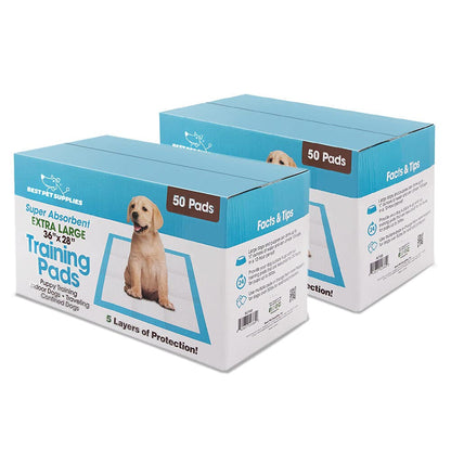 Best Pet Supplies XL (36 x 28 Inches) Puppy Pads 40 Count - Super Absorbent Dog Training Pads, Quick-Dry, Odor Control, Disposable Pee Pads, Leak-Proof Wee Wee Pads for Indoor Dogs – Baby Blue