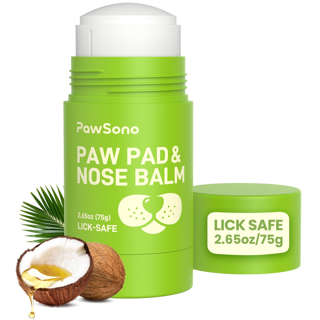 PawSono Lick-Safe Dog Paw & Nose Balm with Coconut Oil | All-Natural Moisturizer & Soother for Dry, Cracked Pads & Snout | Heat & Cold Pavement Protection Wax | Horse Hoof, Joint Care (1.3 oz