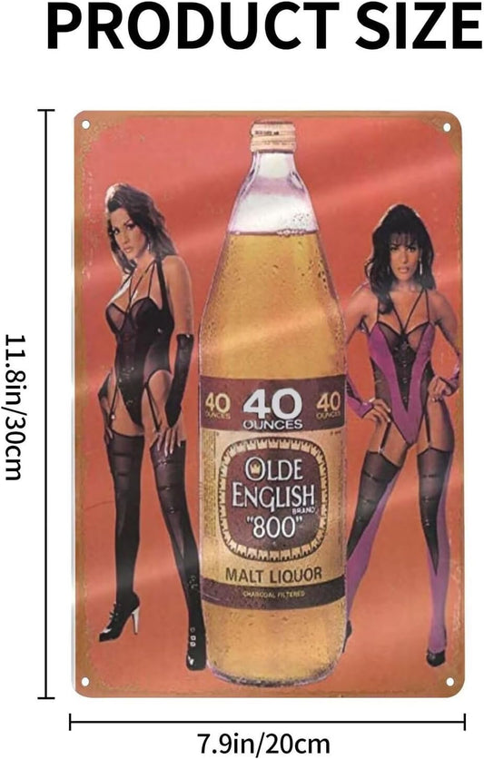 GCOCL Old English Malt Liquor Beer Vintage Tin Sign Logo 12x8 inches Advertising Eye-Catching Wall Decoration