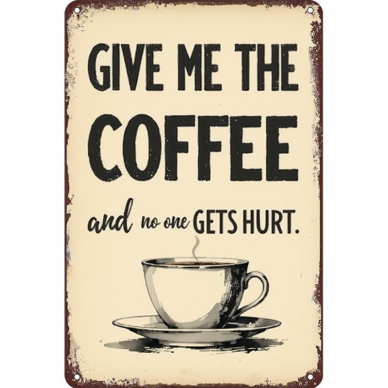 Coffee Bar Tin Sign - Tin Metal 12x8 Inch Vintage Red Retro Kitchen Café Wall Art for Home Bar, Dining Room, Bistro, Gift for Drink Lovers