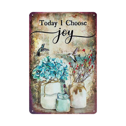 YOYI ART Vintage Flower Hummingbird Signs - Every Day is A New Beginning Take A Deep Breath and Start Again, Retro Metal Tin Signs for Patio, Room, Garden and Yard Wall Art Deocr, 8 x 12 inch