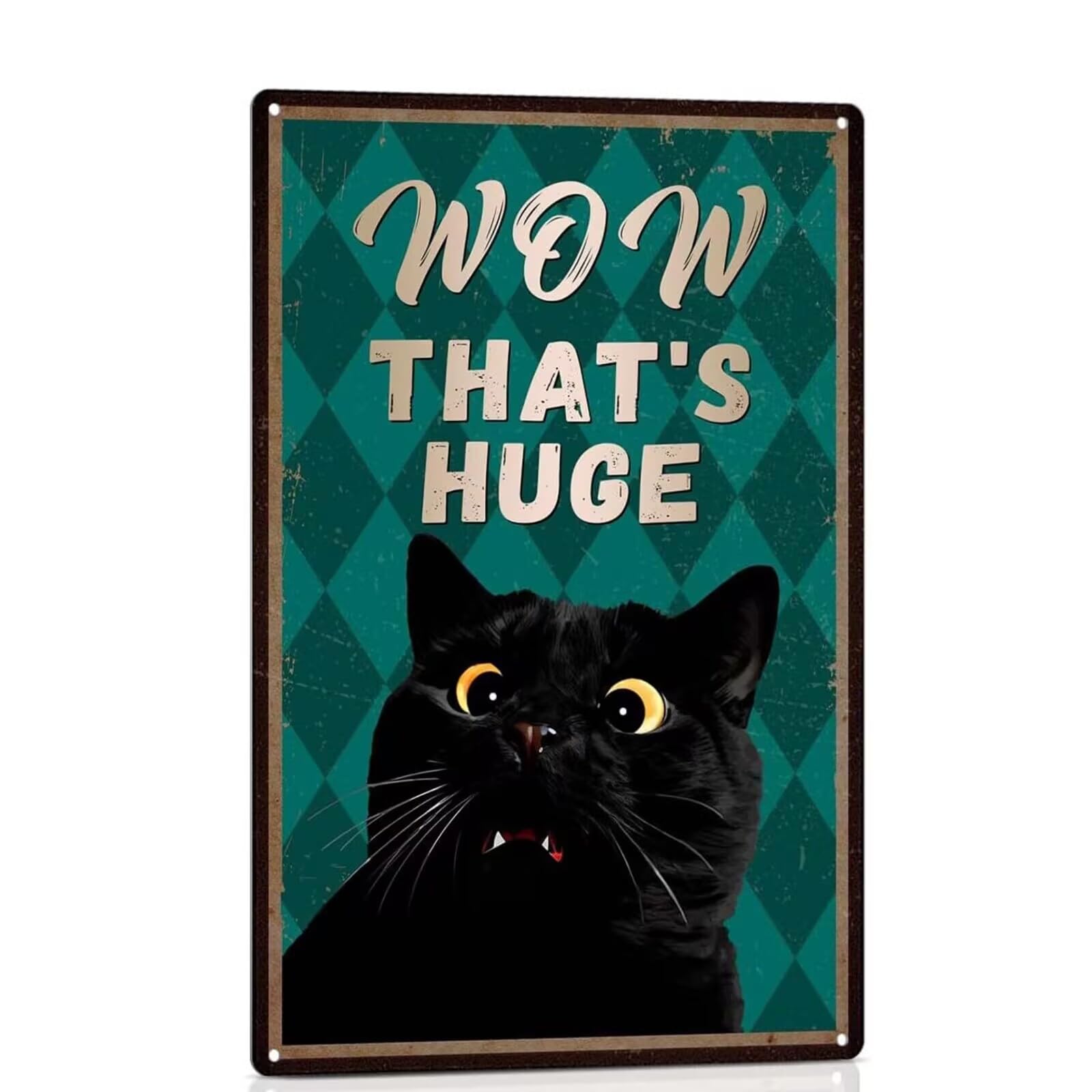 Funny Bathroom Sign Vintage Cat Tin Signs for Wall Decor 8" x 12" Funny Bathroom Signs Restroom Toilet Decor Metal Wall Plaque Poster (Welcome)