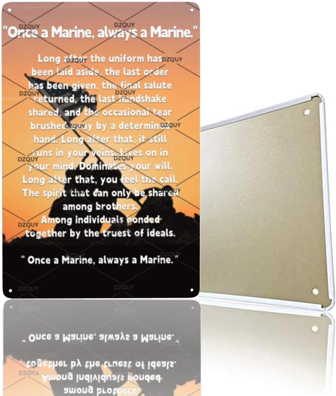 Once A Marine Always A Marine Metal Sign - Rust-Resistant Steel Patriotic Tin Decor, Rustic Home Patriotic Decor for Car, Wall, or Military Display, 12x8 Inches