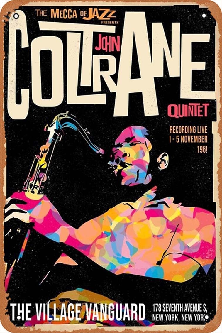 The mecca of Jazz Presents Coltrane John Quintet Poster Metal Sign Retro Home Decorative Vintage Tin Sign 8x12 inch