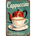 Coffee Bar Tin Sign - Tin Metal 12x8 Inch Vintage Red Retro Kitchen Café Wall Art for Home Bar, Dining Room, Bistro, Gift for Drink Lovers