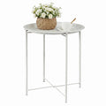 VECELO Side/End Table, Folding Round Metal Anti-Rust and Waterproof Outdoor or Indoor Tray for Living Room Bedroom Balcony and Office, 2 PCS, Dark Green