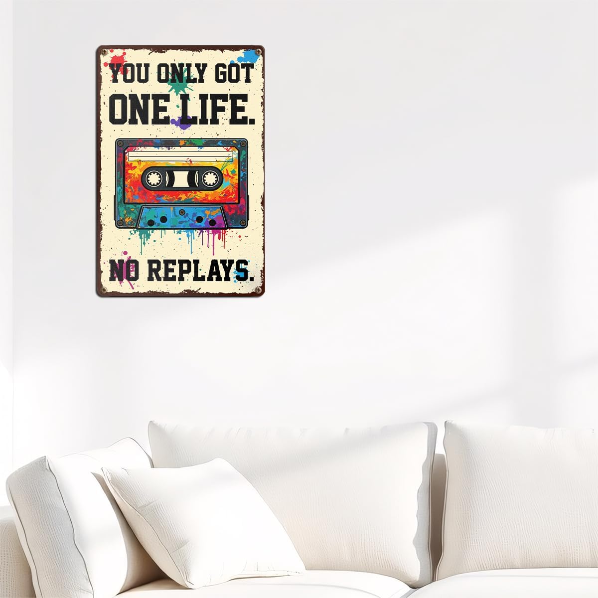 Music Room Wall Decor You Only Got One Life No Replays Vintage Metal Tin Sign for Man Cave Boys Room Bedroom Studio, Music Lovers Gifts 8x12 Inch