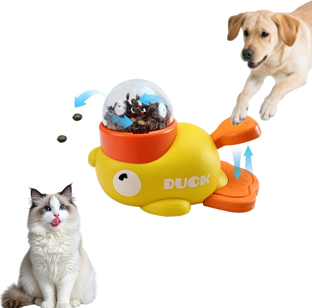 Duck Treat Dispenser for Cats and Small Dogs to Train Problem-Solving Skills, Dog Slow Feeder to Prevent Bloating, Cat Puzzle Feeder to Improve IQ,Interactive Treat Dispensing Enrichment Toy