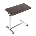 Drive Medical Overbed Table with Wheels - Secure Height Adjustment for Comfort - Non Tilt Surface - Smooth Rolling Design - Home & Hospital Use - Woodgrain Laminate Top - Silver Vein