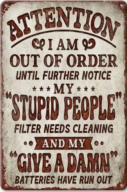 Vintage Funny Metal Sign 8x12 Inch – PMS, OCD, ADD Humor – Rustproof Weatherproof Painted Tin Plate with Pre-Drilled Holes, Multi-Purpose Wall or Yard Decor for Porch, Garage, Cafe, Bar, Home