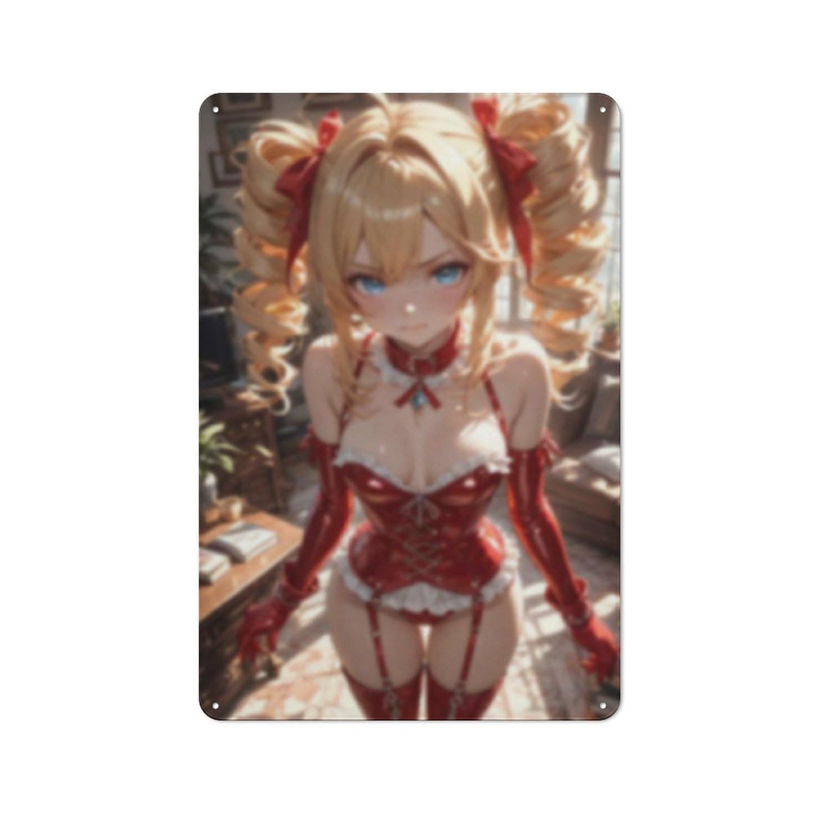 Sexy Hot Titties Boobs Lewd Hentai Anime Girl Poster Metal Tin Sign Decor - 8x12 inches Bar Pub Garage Man Cave Wall Art,AH181