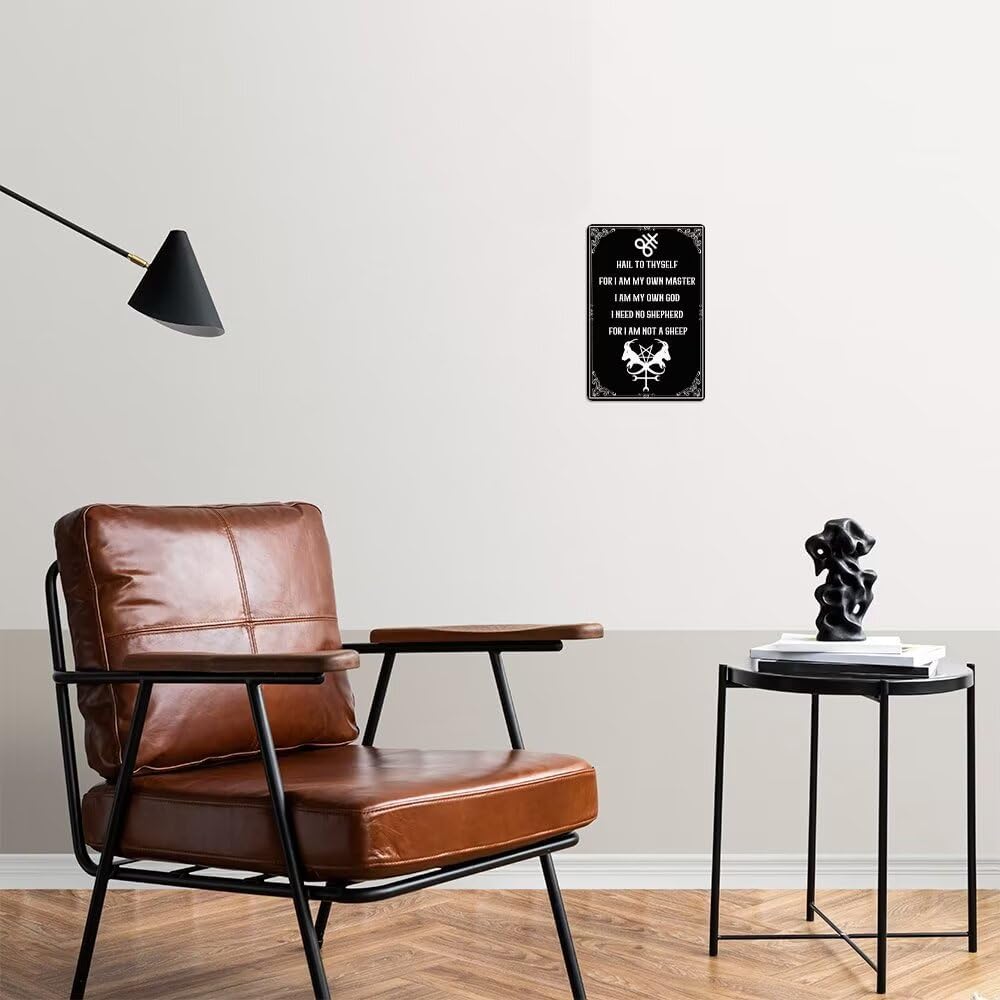 Generic Black Gothic Style Metal Tin Sign Hail To Thyself For I Am My Own Master Metal Sign Witch Room Decor For Home Bedroom Man Cave Cafe Bar 8x12 Inch