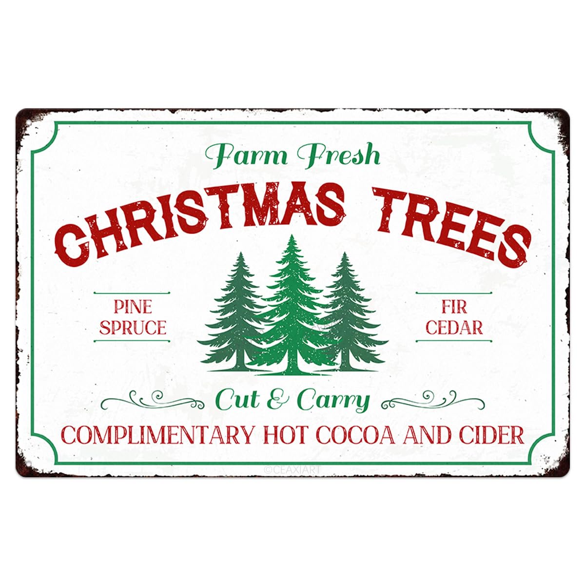 Christmas Metal Signs Red Hot Chocolate Bar Tin Sign Vintage Print Art Poster Ornaments for Home Kitchen Patio Yard Office Cafe Coffee Bar Front Door Porch Wall Decor Xmas Novelty Gift 8X12 Inch