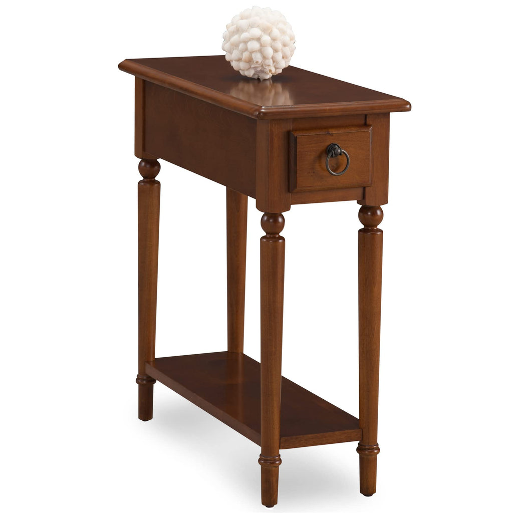 Leick Home Mission End Table, Solid Wood, 1 Storage Drawer, Bottom Display Shelf, Narrow, Slatted Sides, Easy-Assembly, Medium Oak, 22.5 in L x 12 in W x 24 in H, 8202
