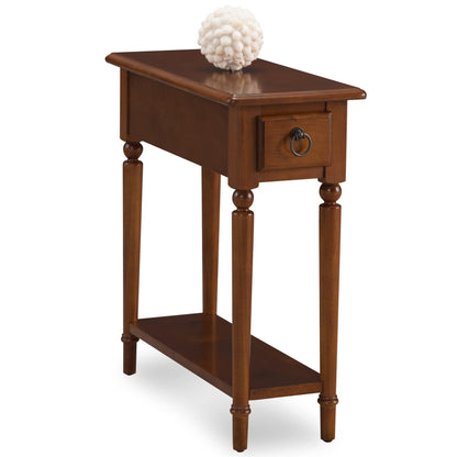 Leick Home Mission End Table, Solid Wood, 1 Storage Drawer, Bottom Display Shelf, Narrow, Slatted Sides, Easy-Assembly, Medium Oak, 22.5 in L x 12 in W x 24 in H, 8202