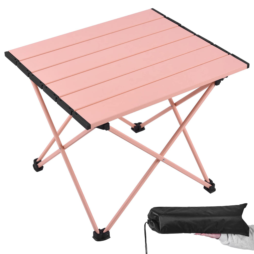 Grope Portable Camping Table with Aluminum Table Top, Folding Beach Table Easy to Carry, Prefect for Outdoor, Picnic, BBQ, Cooking, Festival, Beach, Home Use (Black-S)